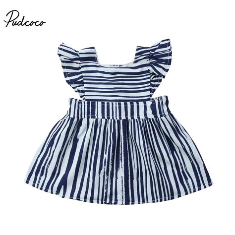 Princess Baby Girls Clothes Striped Dress Party Summer Casual Beach