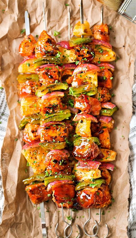 These bbq chicken kabobs are made in a way you've never tasted before and include all your favorite summer grilling flavors. Grilled BBQ Chicken Kabobs - The Chunky Chef