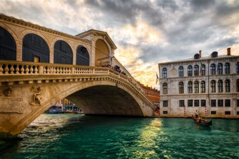Sunset At Rialto Bridge Venice Italy Fine Art Photography By Nico