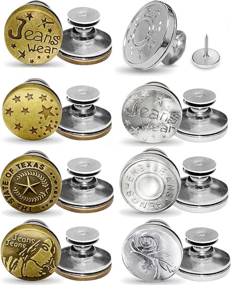 Replacement Jeans Buttons Alritz 6 Sets 17mm Metal Button Pins For