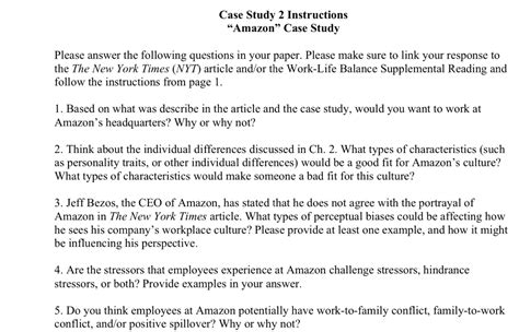 Case Study 2 Instructions Amazon Case Study Please