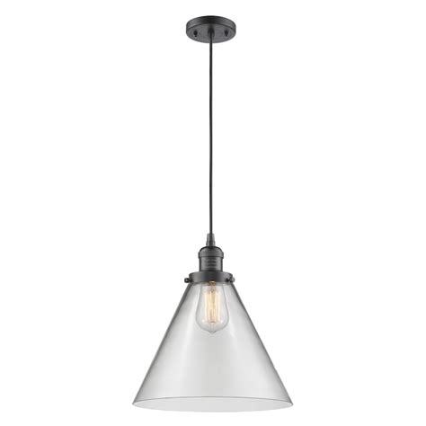 innovations lighting cone oil rubbed bronze industrial clear glass cone hanging pendant light in