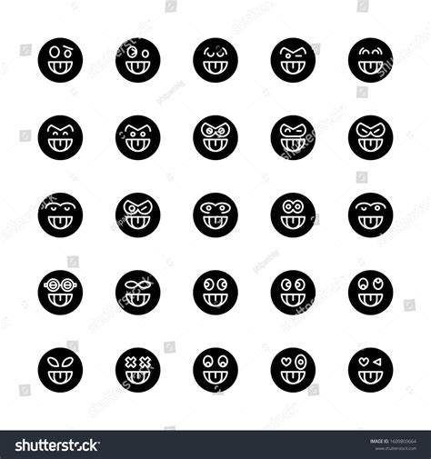 Emoticon Emoji Circle Face Set Stock Vector Royalty Free 1609803664