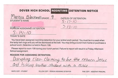 just too funny not to share top 10 funniest detention slips