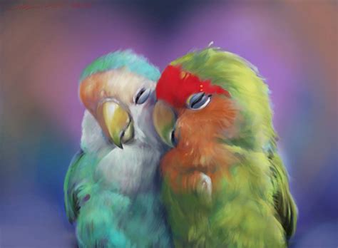 Hand Art Drawing Art Drawings Digital Painting Art Painting Love Birds Painting Valentines