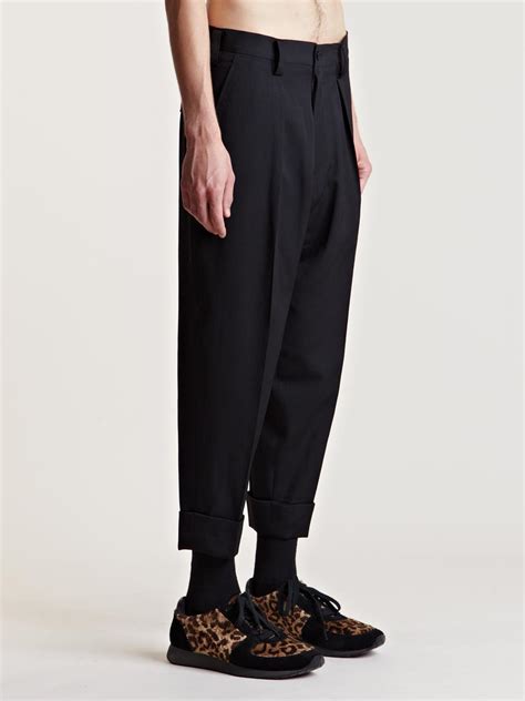 Lyst Yohji Yamamoto Mens Cropped Pleat Pants In Black For Men
