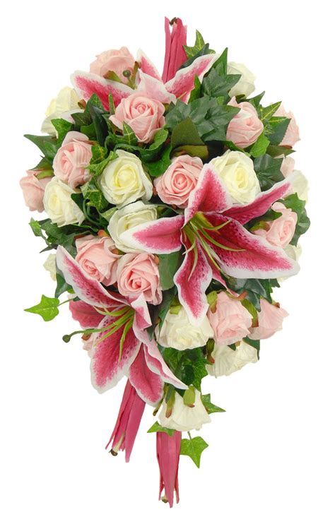 Mixed Pink And Ivory Rose Stargazer Lily Bridal Shower Bouquet