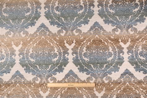 2 Yards Chenille Tapestry Upholstery Fabric In Bluestone