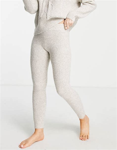 Asos Design Premium Lounge Co Ord Knitted Rib Legging In Grey Asos