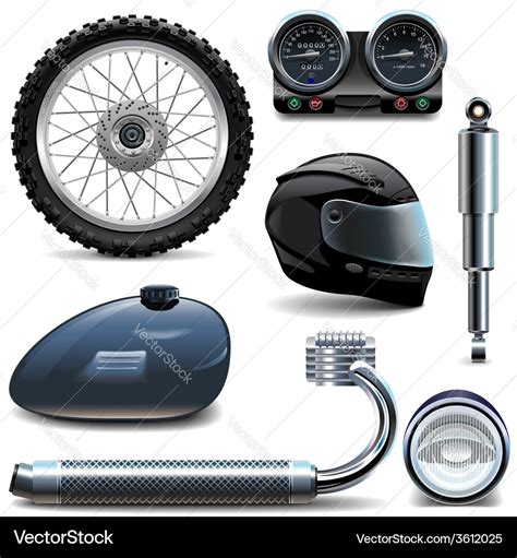Motorcycle Spares Icons Royalty Free Vector Image