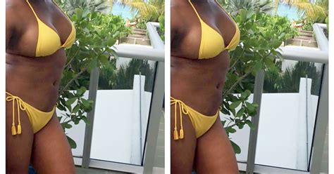 Nene Leakes 47 Rocks Sexy Yellow String Bikini On Vacation Photo