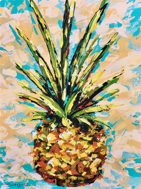 Acrylic Pineapple Painting By Sarah Lapierre Pineapple Art Pineapple