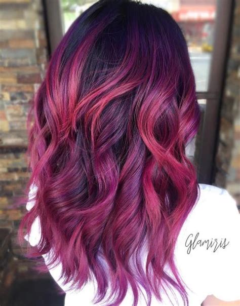 3.pastel purple hair with black roots. 35 Lovely Long Shag Haircuts for Effortless Stylish Looks