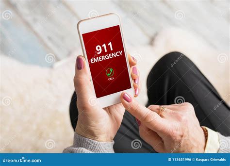 Old Person Dialing Emergency Number 911 On Phone Stock Photo Image Of