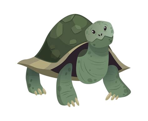 Cartoon Cute Turtle Standing Smiling Happy Snorkel Tortoise Vector I