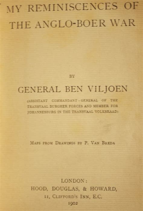 My Reminiscences Of The Anglo Boer War Signed By General Ben Viljoen