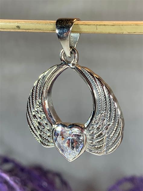 Angel Wings Necklace Celtic Jewelry Heart Jewelry Spiritual Jewelry