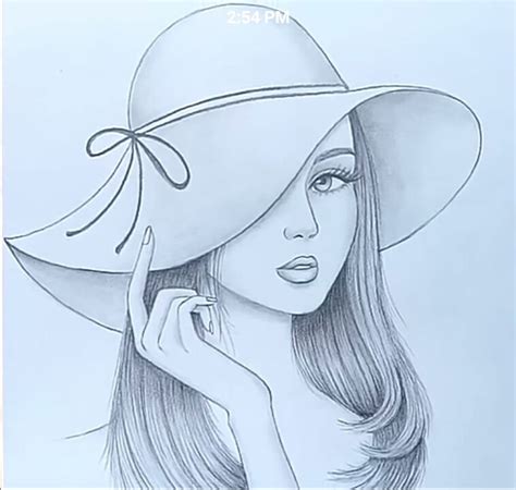 Cute Girl Wear A Cap In Style Face Drawing Drawings Girly Drawings