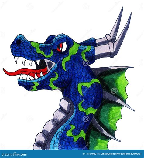 Angry Blue Dragon Stock Illustration Illustration Of Artwork 111570201
