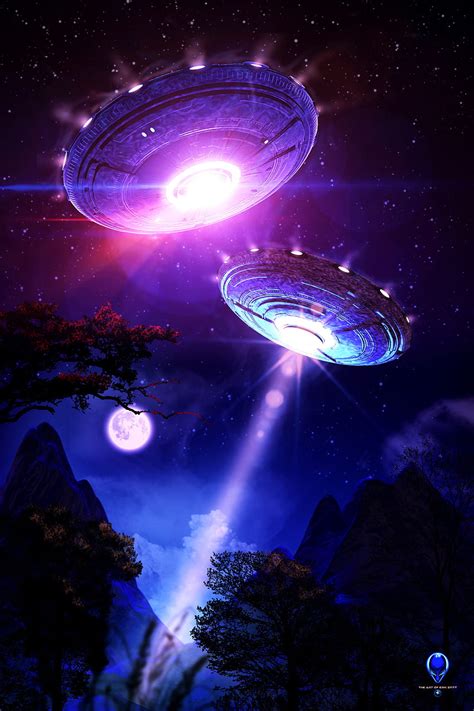 Universe Night Shine Light Glow Ufo Aliens Flying Saucers Hd