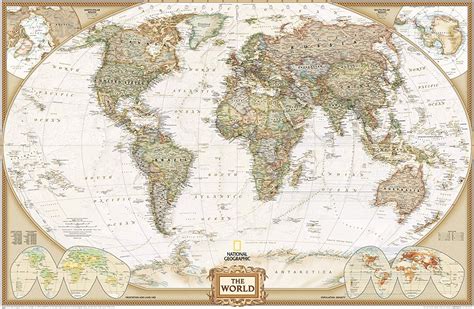 National Geographic World Executive Wall Map Antique Style 46 X 30