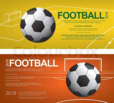 2 Banner Soccer Football Poster Vector Illustration Stock Vector