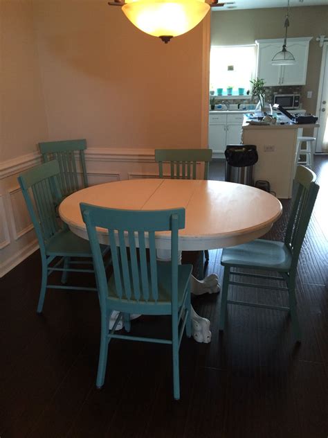Refurbished Dining Table And Chairschalk Paint And Distressed