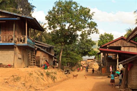 Daily Life In A Small Local Village In Laos Editorial Photography