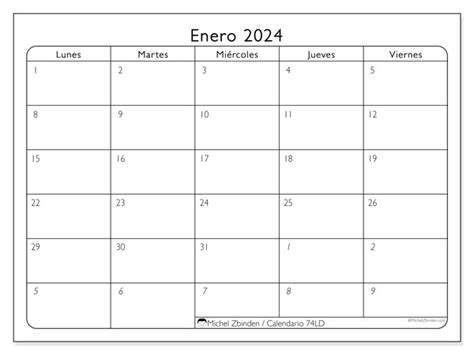 Calendario Enero 2024 Días Laborables Ld Michel Zbinden Hn