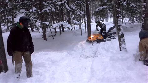 Snowmobile Gets Stuck And Hits Tree Youtube