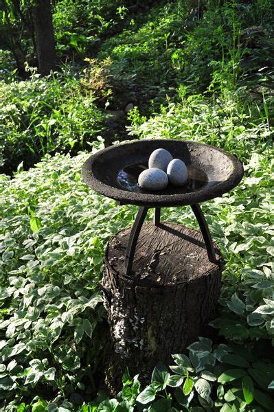 Stone Eggs Tree Stump Bird Bath Garden Ideas