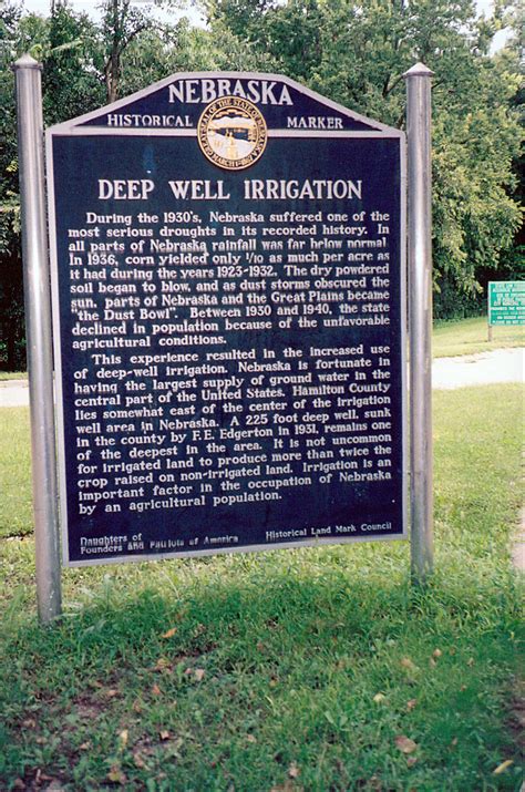 Nebraska Historical Marker Deep Well Irrigation E Nebraska History