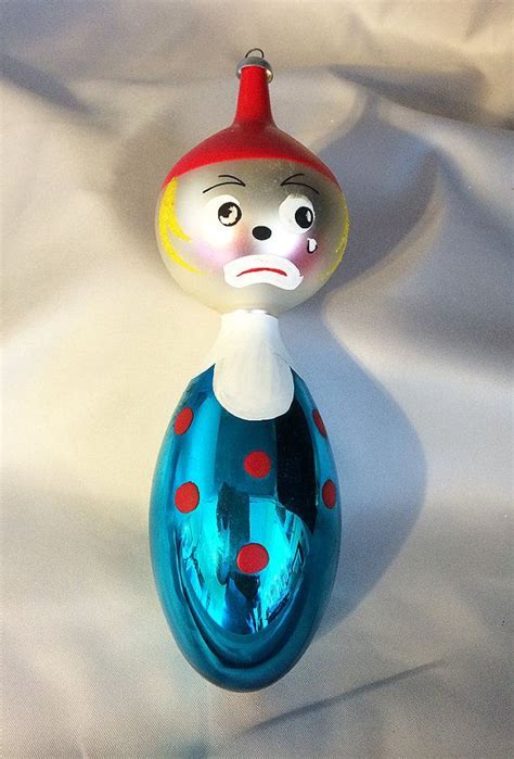 Vintage Italy Large Figural Clown Blown Mercury Glass Christmas Ornament By Coololdstuf