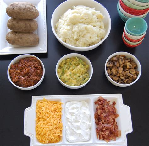 It's ideal for a barbecue, buffet, or party gathering. Mashed Potato Bar