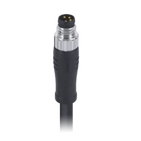 M8 4pin Male Straight Connector 360° Shielded Molded With 4x24awg