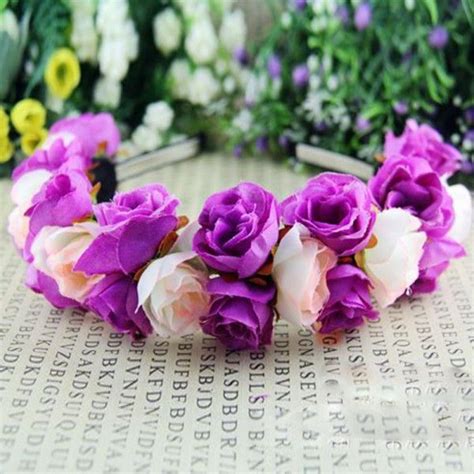 Rose Flower Crown Headband Wedding Festival Double Row Floral Garland