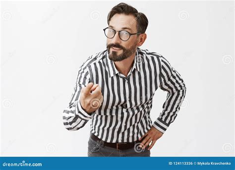 I See What You Done Curious Attractive Adult Man With Beard In Glasses And Formal Outfit