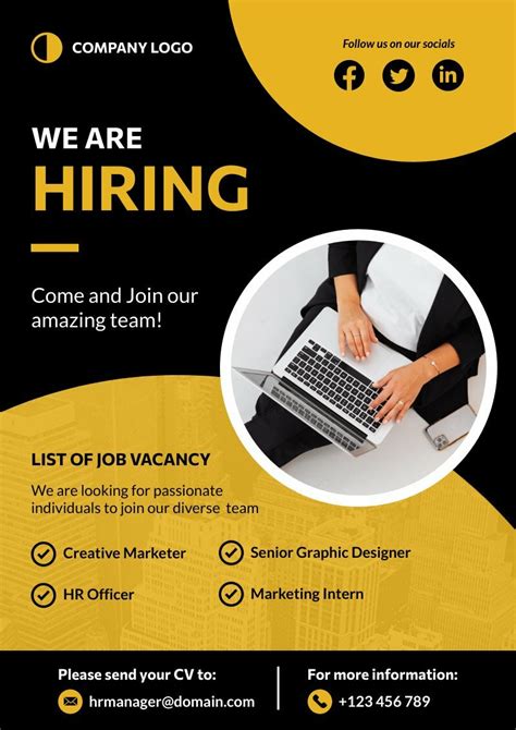 We Are Hiring Poster Free Poster Template Piktochart