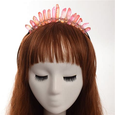 Lady Raw Crystal Mermaid Crown Headband Angel Aura Quartz Hairband