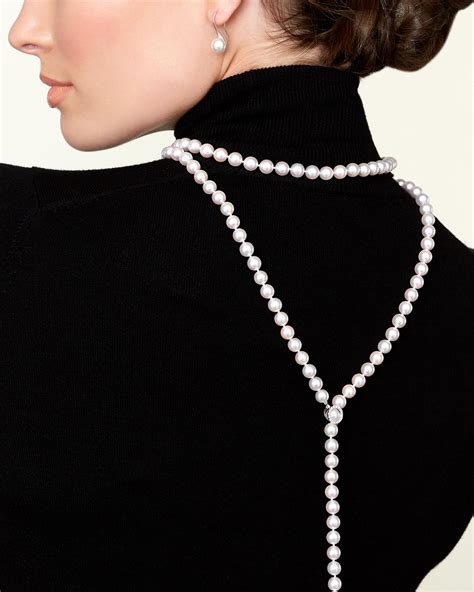 Mm White Freshwater Pearl Diamond Adjustable Lariat Y Shape Necklace Aaaa Quality