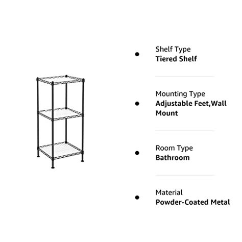 songmics 3 tier bathroom shelf wire shelving unit metal storage rack for small space total