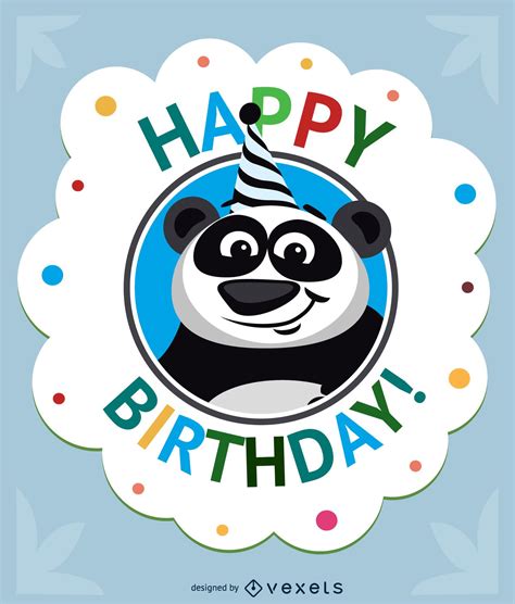 Birthday Cartoon Panda Card Vector Download