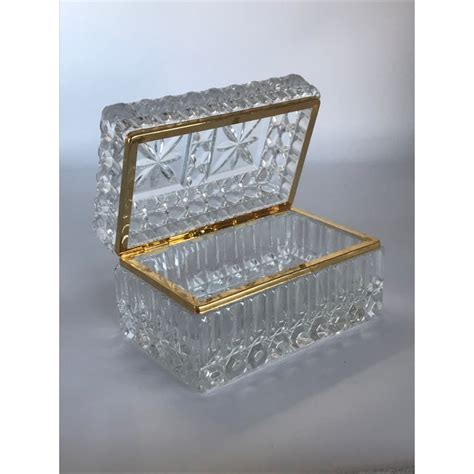 Vintage Crystal Glass Hinged Trinket Box Chairish