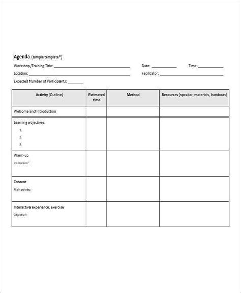 10 Agenda Outline Templates Free Sample Example Format Download