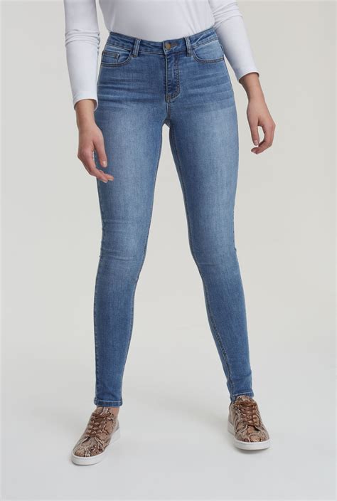 Mid Blue Skinny Low Rise Jeans Long Tall Sally