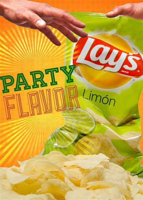 A Bag Of Lays Party Flavored Lemon Tortilla Chips On An Orange Background
