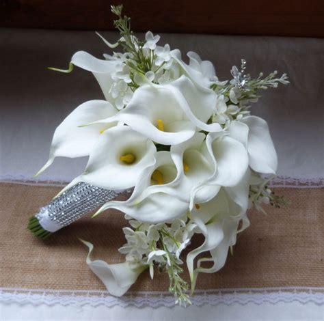 Reserved White Calla Lily Wedding Bouquet Simple Elegant Real Touch