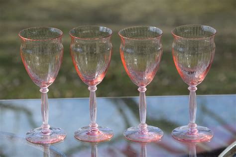 Vintage Pink Optic Glass Wine Glasses Set Of 7 Vintage Pink Depression Wine Glasses Elegant