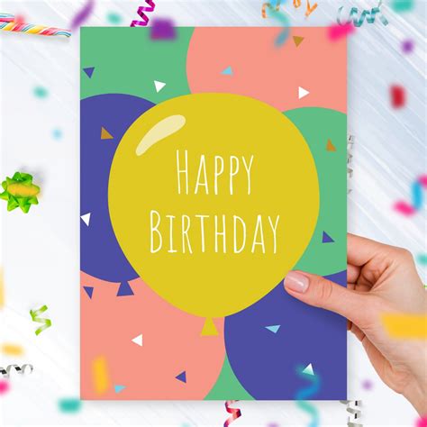 Colored Balloons Birthday Card For Her Template Editable Online