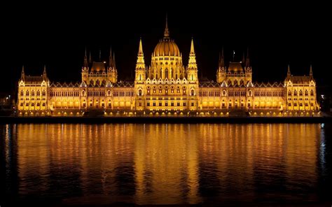 Wallpaper Night Building Reflection Evening Castle Budapest